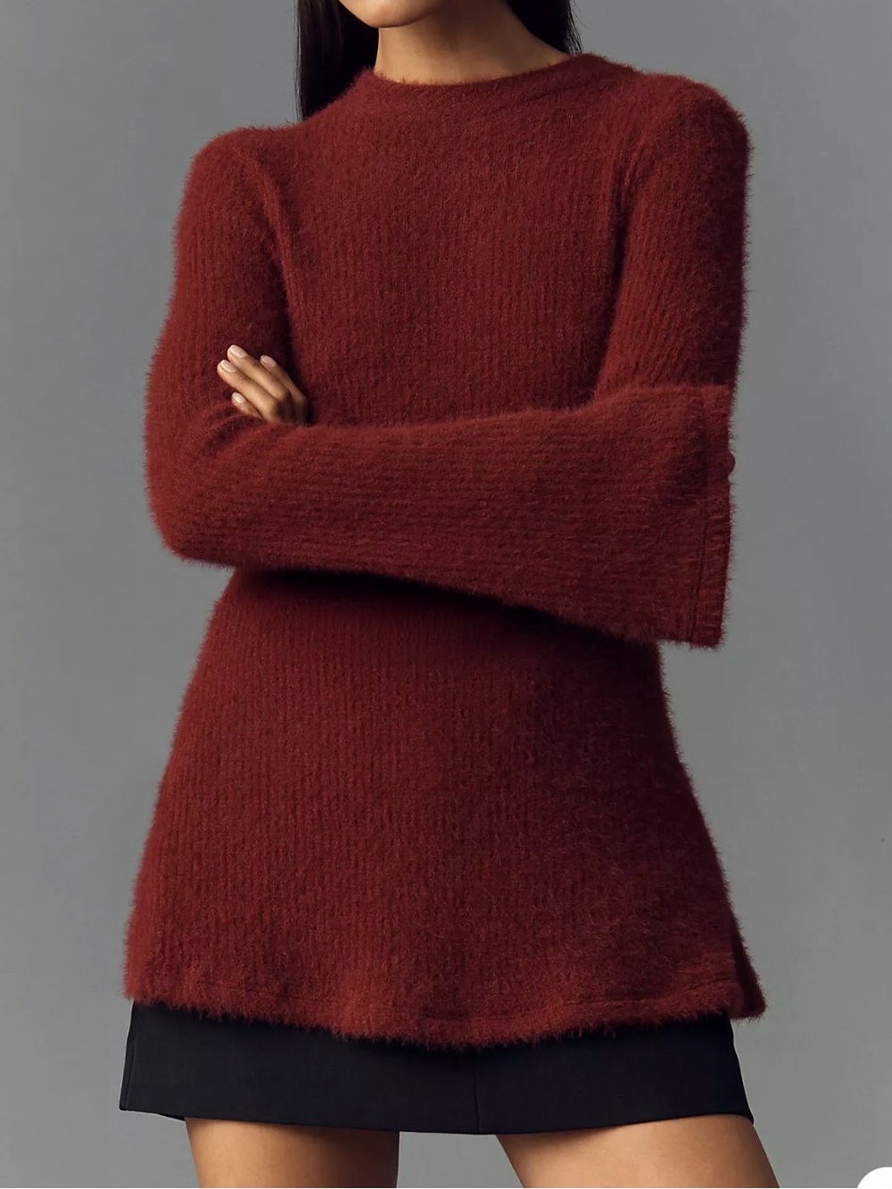Maeve Anthropologie Maroon Tie-Back Bell Sleeve Sweater